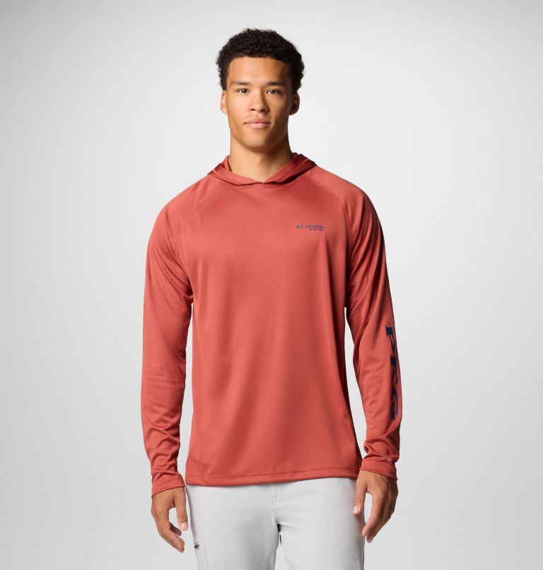 Men's PFG Terminal Tackle Hoodie - Tall, Color: Dusty Crimson, Nocturnal Logo, image 1