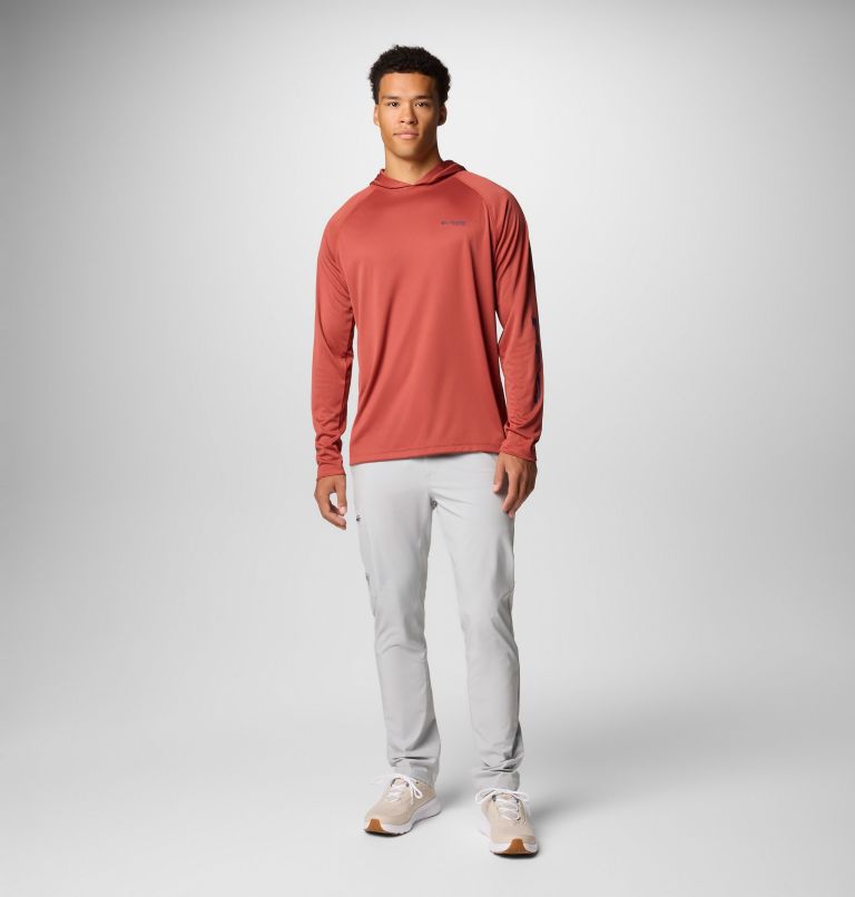 Men's PFG Terminal Tackle Hoodie - Tall, Color: Dusty Crimson, Nocturnal Logo, image 2