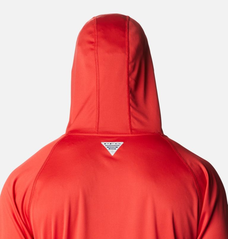 Thumbnail: Men’s PFG Terminal Tackle Hoodie - Tall, Color: Red Spark, White Logo, image 5