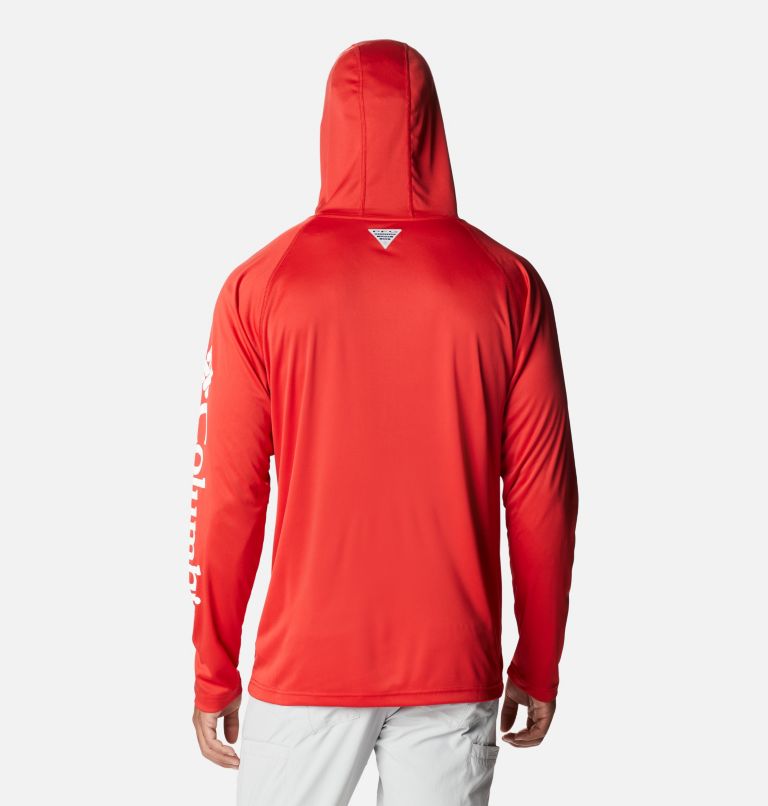 Men's PFG Terminal Tackle Hoodie - Tall, Color: Red Spark, White Logo, image 2