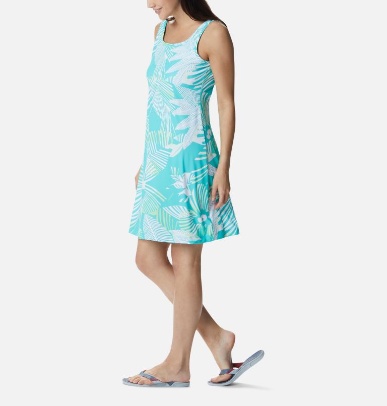 Women's PFG Freezer III Dress, Color: Dolphin Stencil Hibiscus Print, image 3
