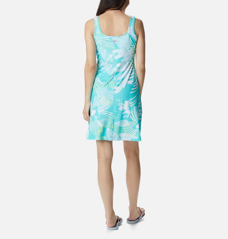 Women's PFG Freezer III Dress, Color: Dolphin Stencil Hibiscus Print, image 2