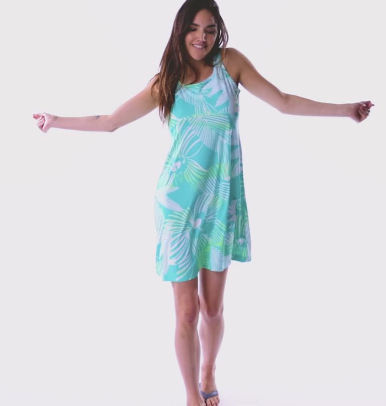 Women's PFG Freezer III Dress, Color: Dolphin Stencil Hibiscus Print