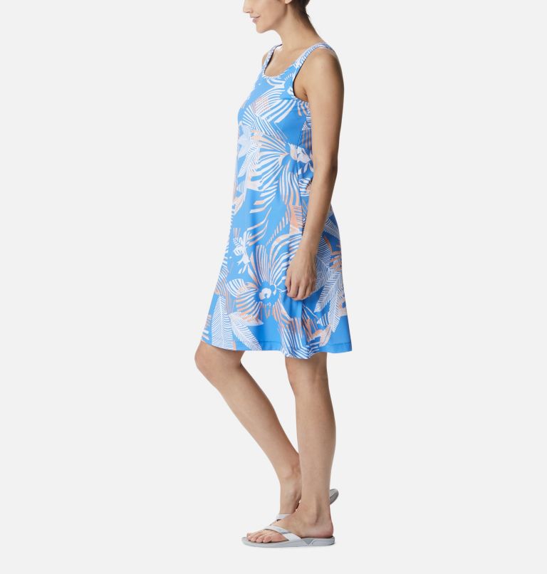 Women's PFG Freezer III Dress, Color: Harbor Blue Stencil Hibiscus Print, image 2