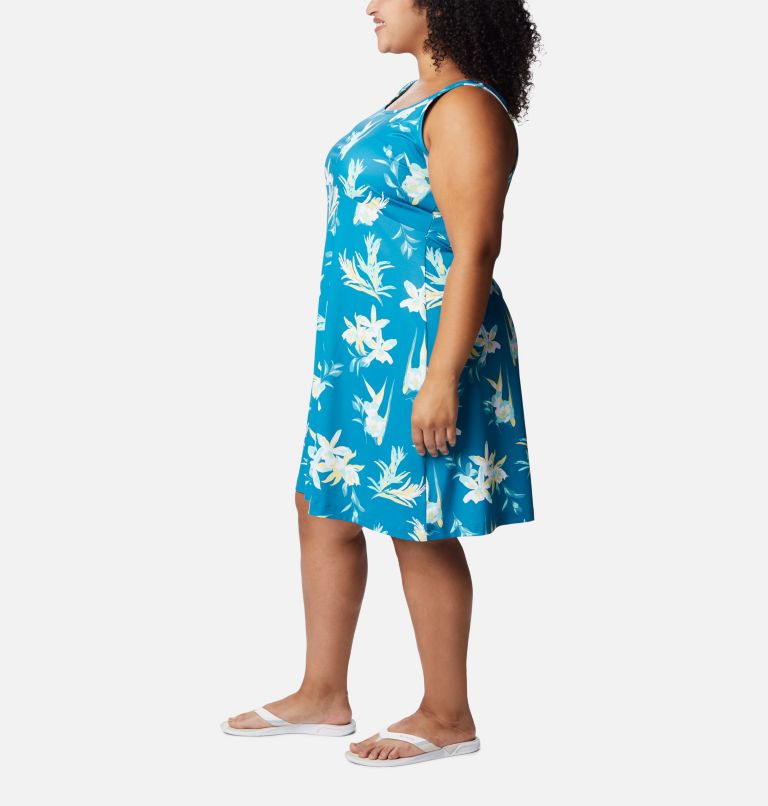 Freezer III Dress | 414 | 2X, Color: Deep Marine, Tossed Tropics Print, image 3