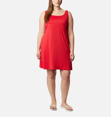 red overall dress plus size