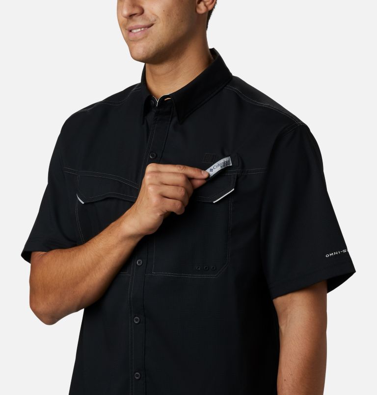 Men’s PFG Low Drag Offshore Short Sleeve Shirt, Color: Black, image 5