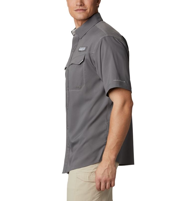 Men’s PFG Low Drag Offshore Short Sleeve Shirt, Color: City Grey, image 3