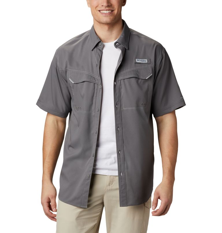 Men’s PFG Low Drag Offshore Short Sleeve Shirt, Color: City Grey, image 1