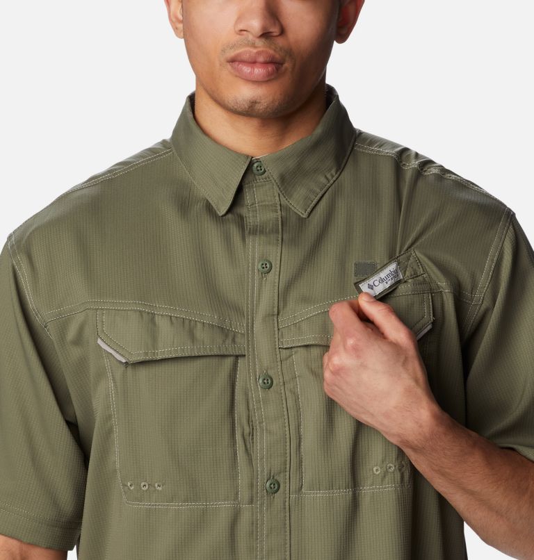 Men’s PFG Low Drag Offshore Short Sleeve Shirt, Color: Cypress, image 4