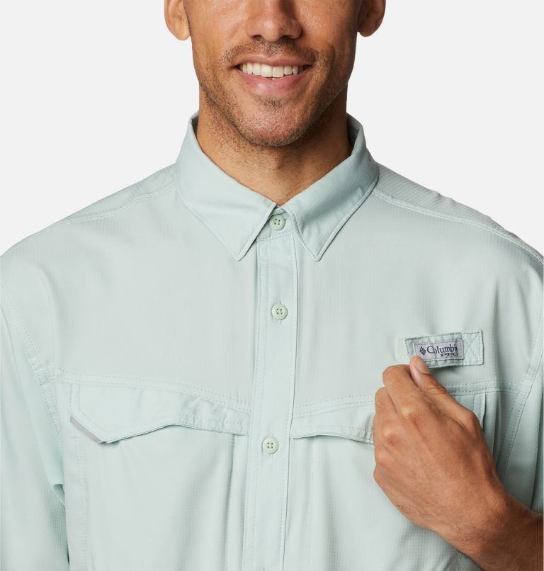 Thumbnail: Men's PFG Low Drag Offshore Short Sleeve Shirt - Tall, Color: Cool Green, image 4