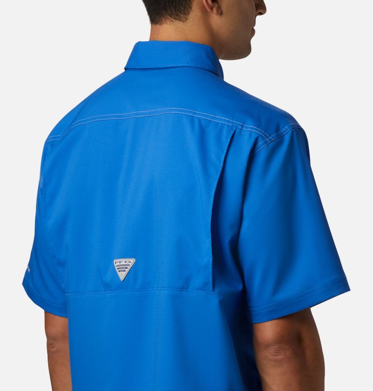 Men’s PFG Low Drag Offshore Short Sleeve Shirt, Color: Vivid Blue, image 4