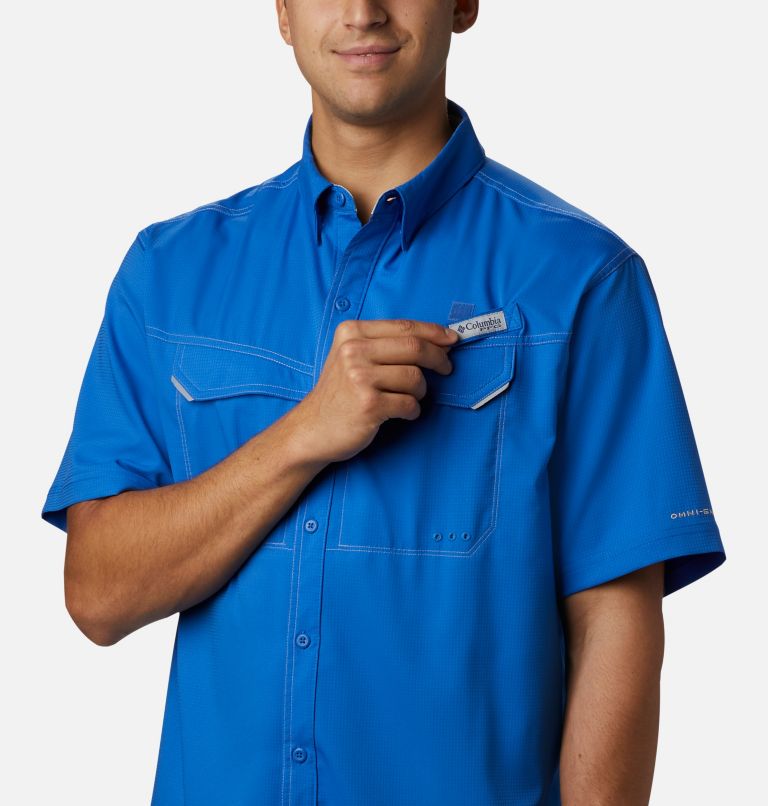 Men’s PFG Low Drag Offshore Short Sleeve Shirt, Color: Vivid Blue, image 5