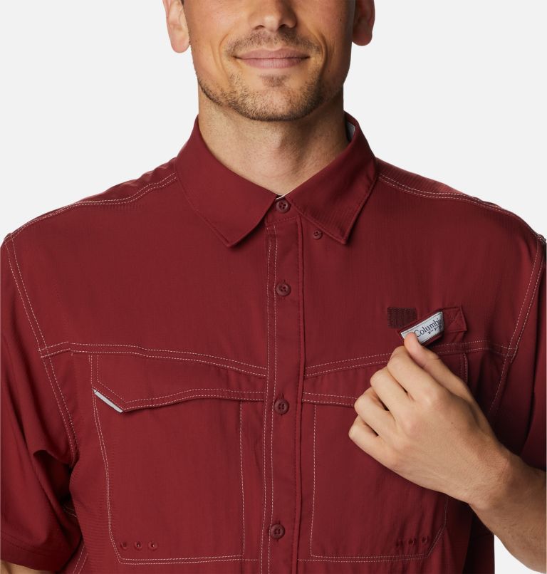 Thumbnail: Men’s PFG Low Drag Offshore Short Sleeve Shirt, Color: Red Jasper, image 4
