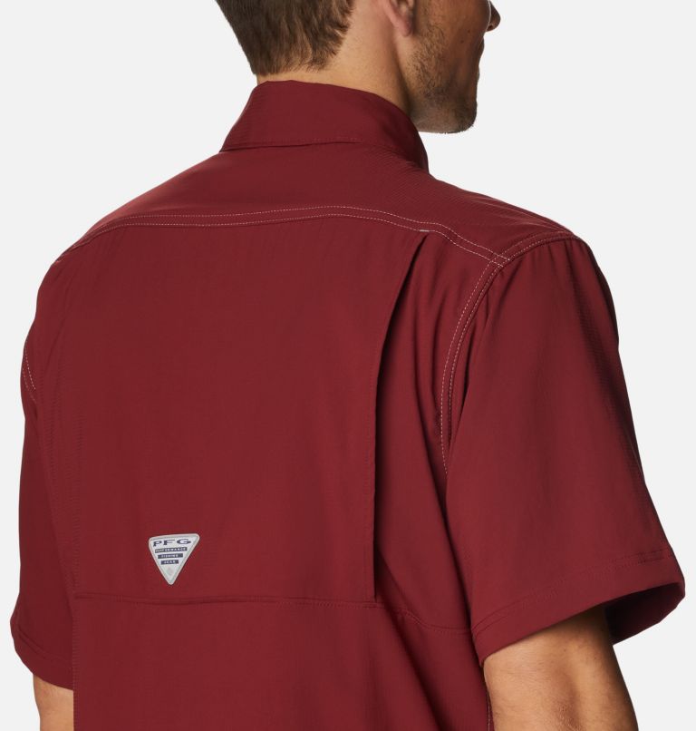 Men’s PFG Low Drag Offshore Short Sleeve Shirt, Color: Red Jasper, image 5