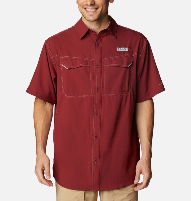 Thumbnail: Men’s PFG Low Drag Offshore Short Sleeve Shirt, Color: Red Jasper, image 1