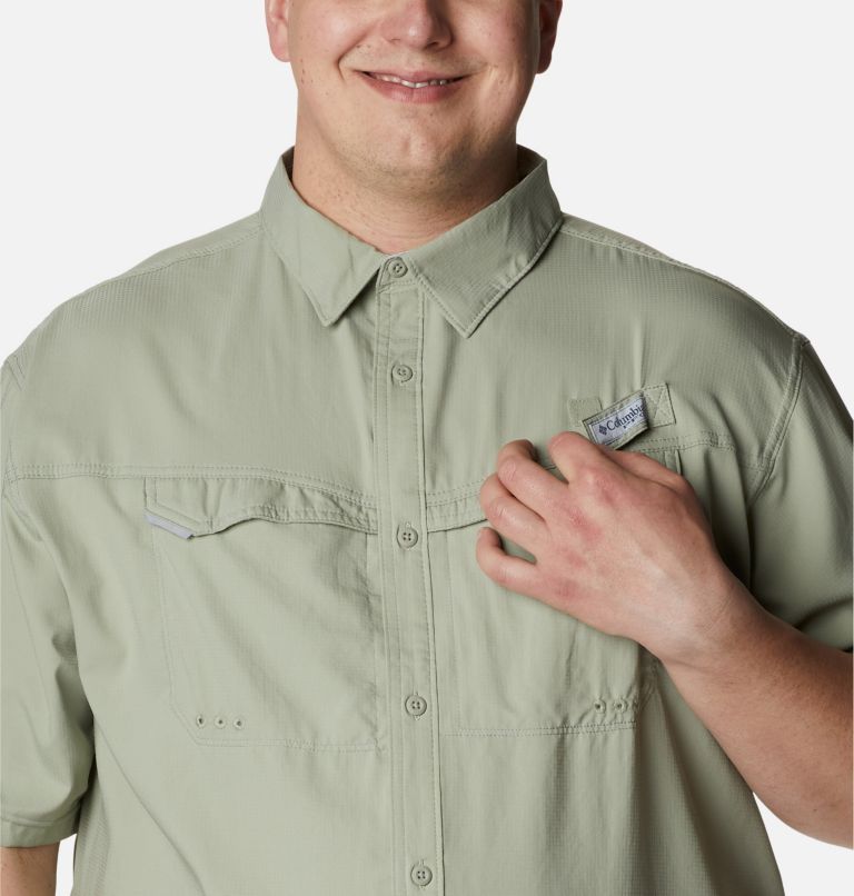 Thumbnail: Men's PFG Low Drag Offshore Short Sleeve Shirt - Big, Color: Safari, image 4