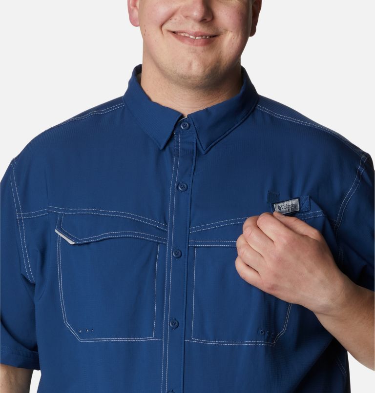 Thumbnail: Men's PFG Low Drag Offshore Short Sleeve Shirt - Big, Color: Carbon, image 4