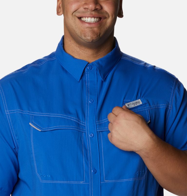 Men's PFG Low Drag Offshore Short Sleeve Shirt - Big, Color: Vivid Blue, image 4