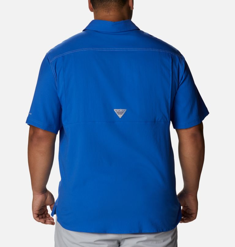 Thumbnail: Men's PFG Low Drag Offshore Short Sleeve Shirt - Big, Color: Vivid Blue, image 2