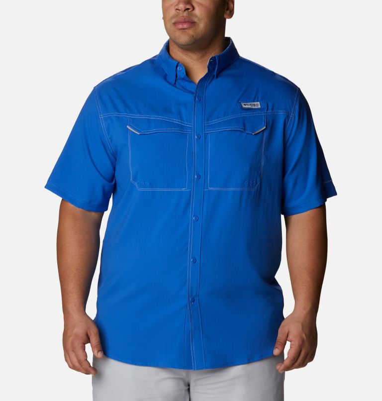 Thumbnail: Men's PFG Low Drag Offshore Short Sleeve Shirt - Big, Color: Vivid Blue, image 1
