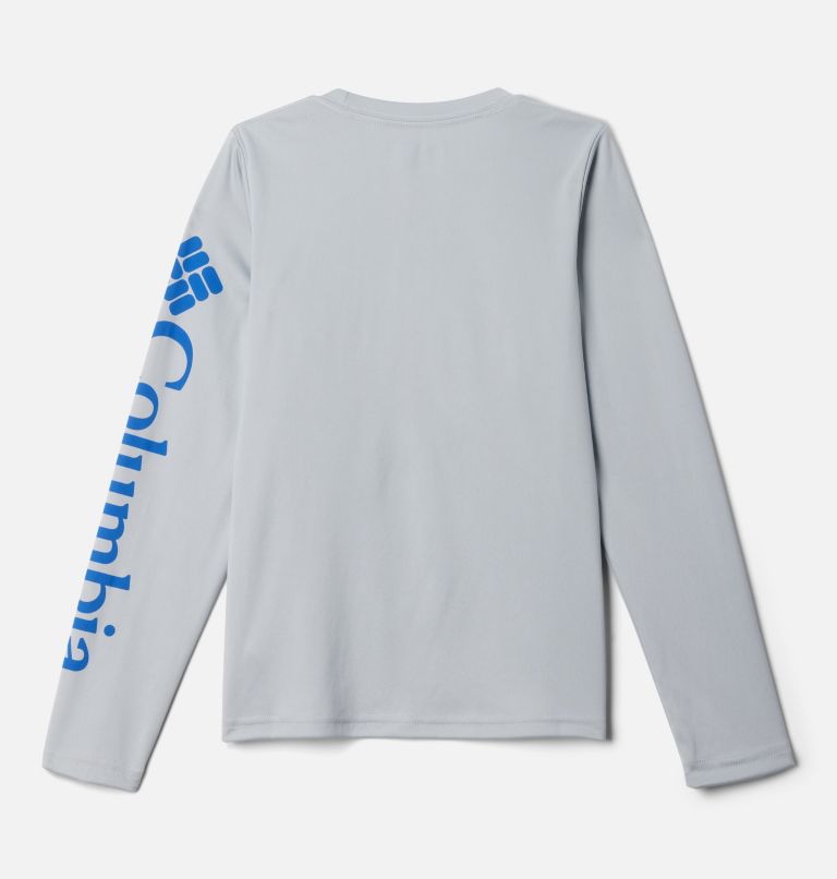 Boys' PFG Terminal Tackle Long Sleeve Shirt, Color: Cool Grey, Vivid Blue, image 2