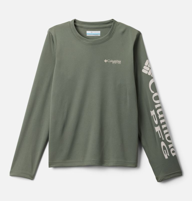 Boys' PFG Terminal Tackle Long Sleeve Shirt, Color: Cypress, Dark Stone Logo, image 1