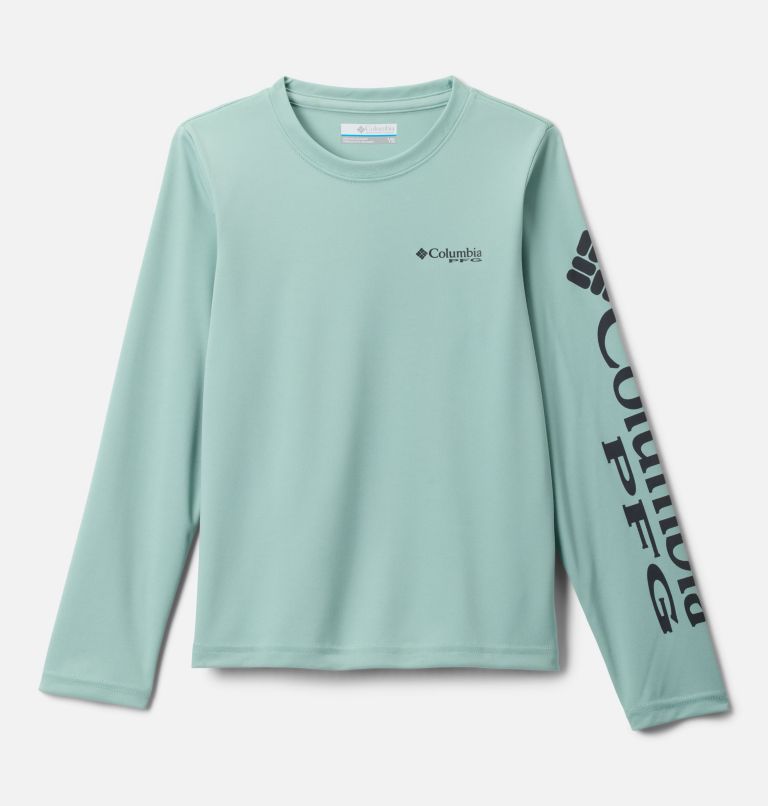 Boys' PFG Terminal Tackle Long Sleeve Shirt, Color: Misty Jade, Shark Logo, image 1