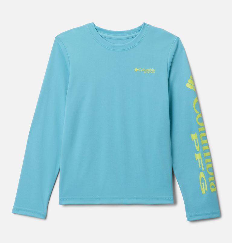 Boys' PFG Terminal Tackle Long Sleeve Shirt, Color: Vintage Blue, Voltage Logo, image 1