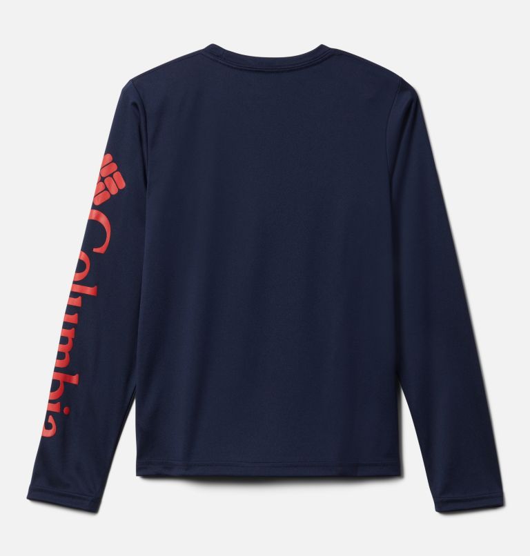 Boys' PFG Terminal Tackle Long Sleeve Shirt, Color: Collegiate Navy, Red Spark Logo, image 2