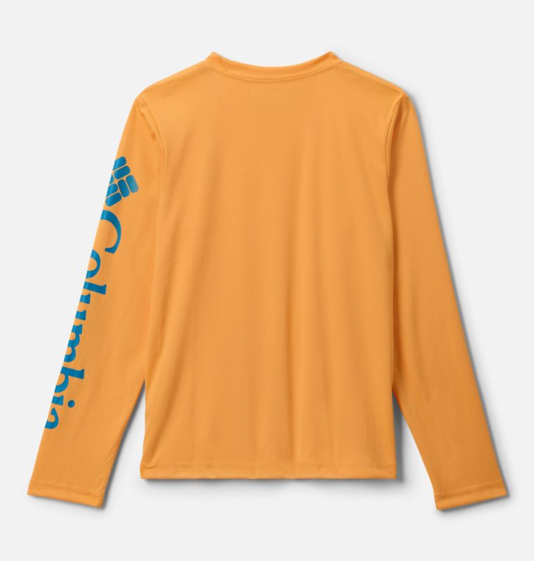 Boys' PFG Terminal Tackle Long Sleeve Shirt, Color: Summer Orange, Blue Echo Logo, image 2