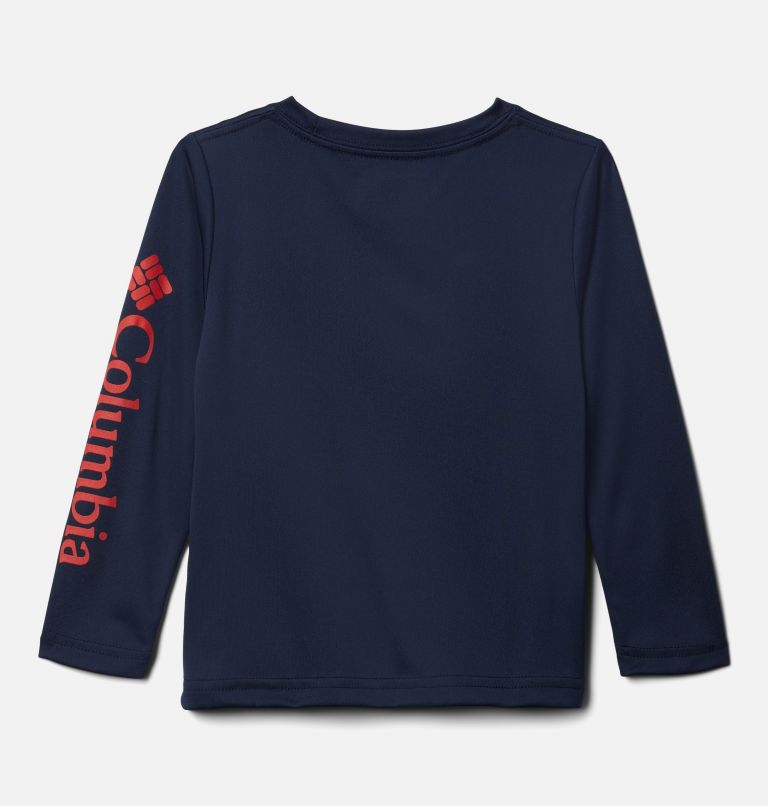 Boys' Toddler PFG Terminal Tackle Long Sleeve Shirt, Color: Collegiate Navy, Red Spark Logo, image 2