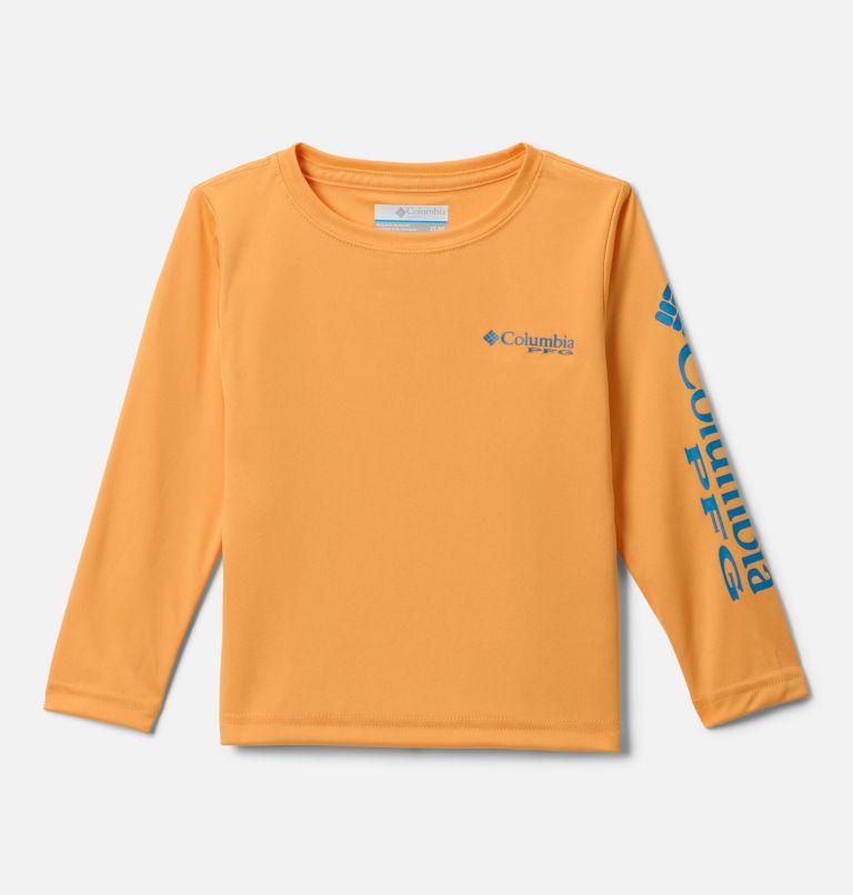 Boys' Toddler PFG Terminal Tackle Long Sleeve Shirt, Color: Summer Orange, Blue Echo Logo, image 1