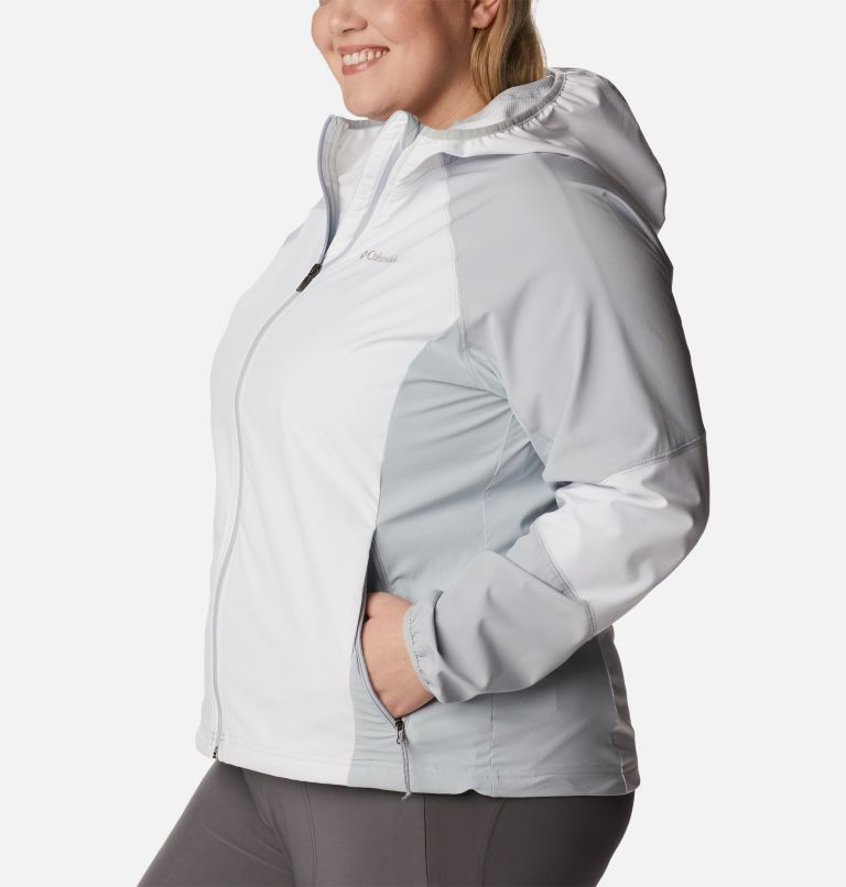 Women's Sweet As Softshell Hooded Jacket - Plus Size, Color: White, Cirrus Grey, image 3