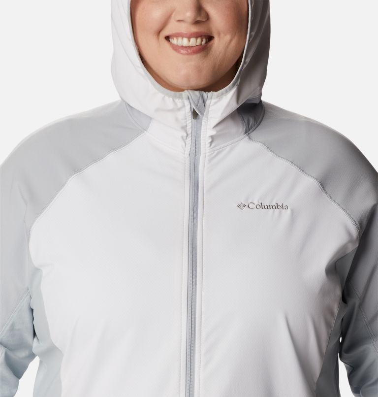 Thumbnail: Women's Sweet As Softshell Hooded Jacket - Plus Size, Color: White, Cirrus Grey, image 4