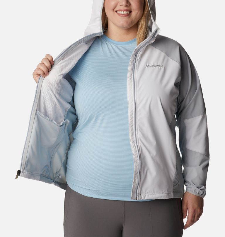 Thumbnail: Women's Sweet As Softshell Hooded Jacket - Plus Size, Color: White, Cirrus Grey, image 5