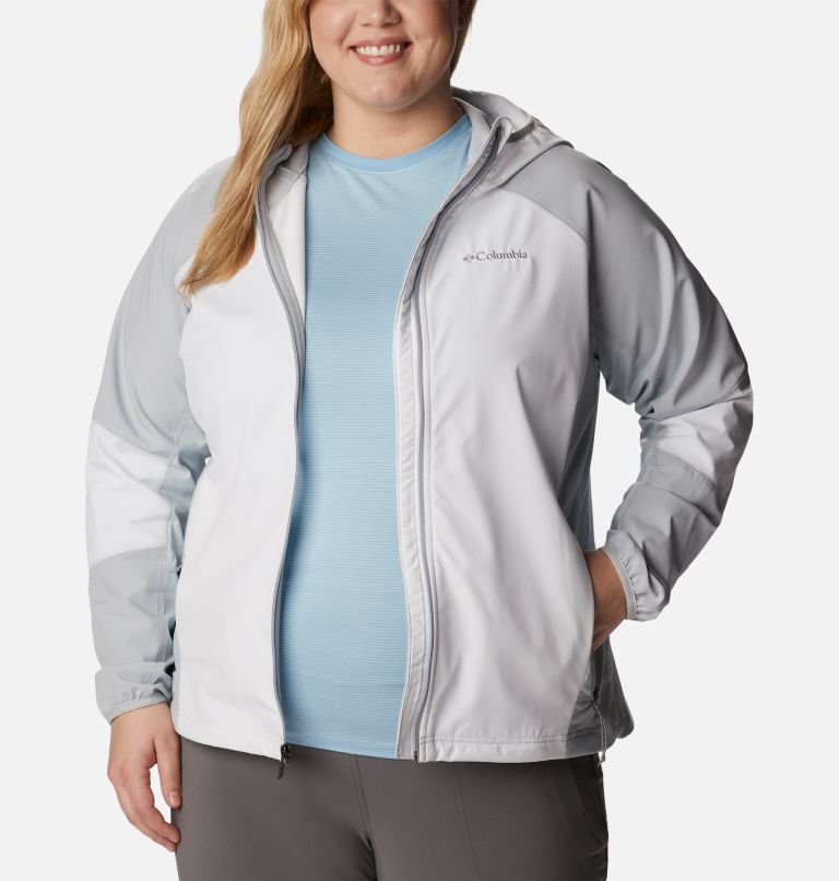 Manteau coquille souple à capuchon Sweet As Femme - Grandes tailles, Color: White, Cirrus Grey, image 7