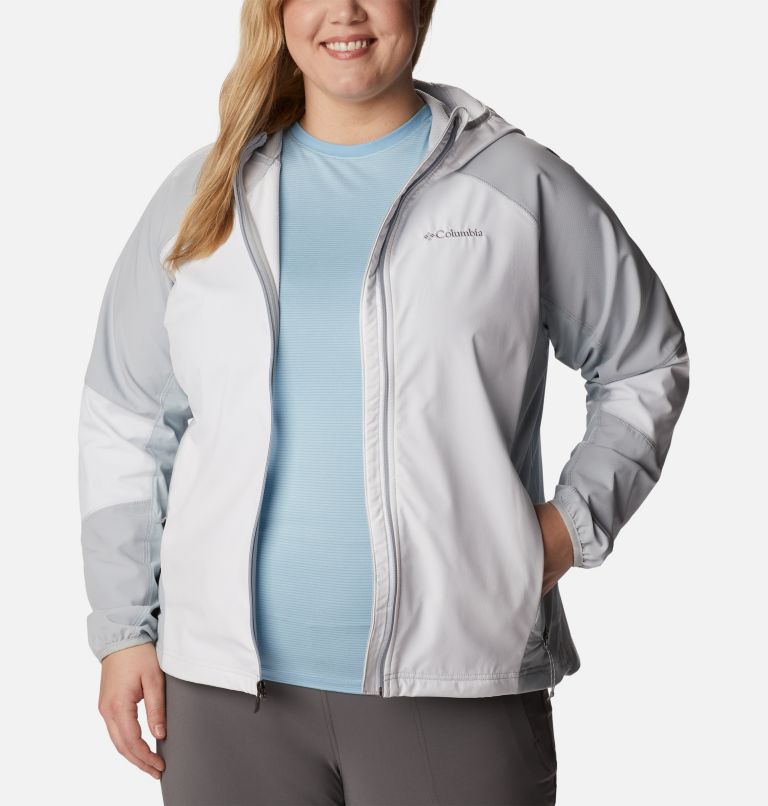 Thumbnail: Women's Sweet As Softshell Hooded Jacket - Plus Size, Color: White, Cirrus Grey, image 7
