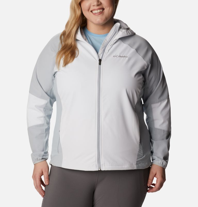 Manteau coquille souple à capuchon Sweet As Femme - Grandes tailles, Color: White, Cirrus Grey, image 1
