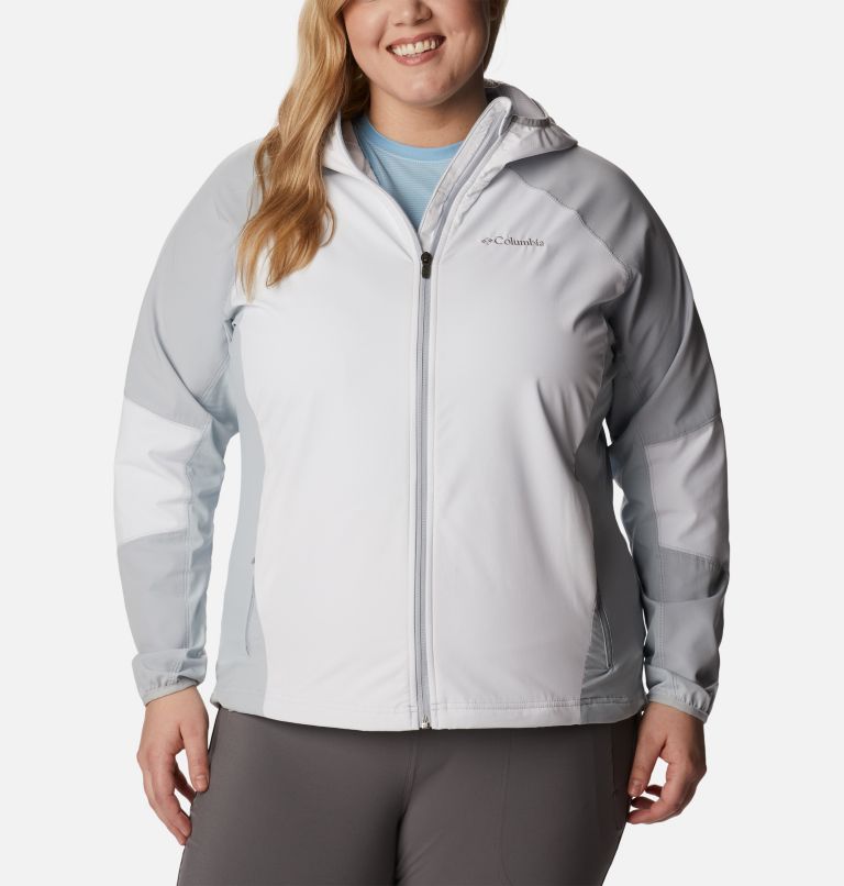 Women's Sweet As Softshell Hooded Jacket - Plus Size, Color: White, Cirrus Grey, image 1