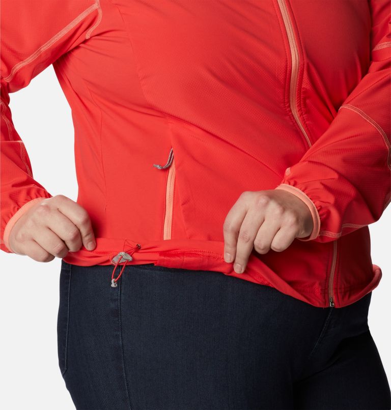 Thumbnail: Women's Sweet As Softshell Hooded Jacket - Plus Size, Color: Red Hibiscus, image 6