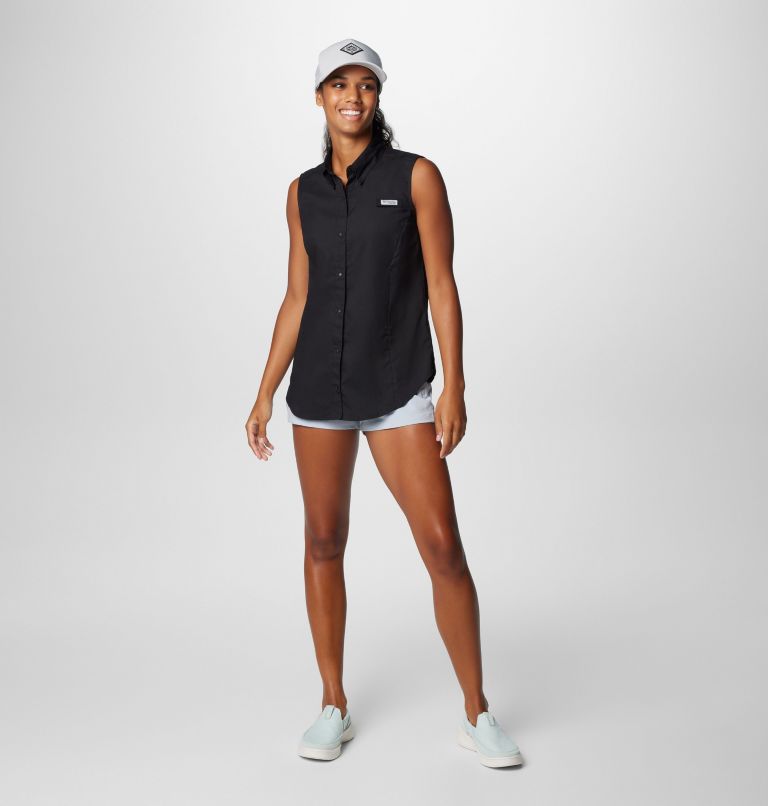 Women’s PFG Tamiami Sleeveless Shirt, Color: Black, image 3
