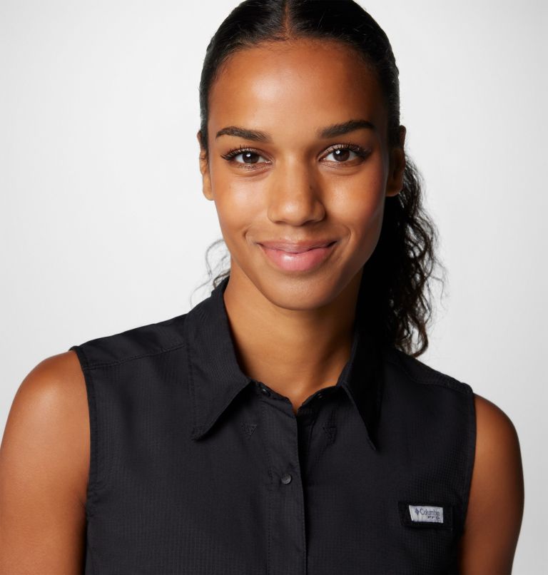 Women’s PFG Tamiami Sleeveless Shirt, Color: Black, image 5