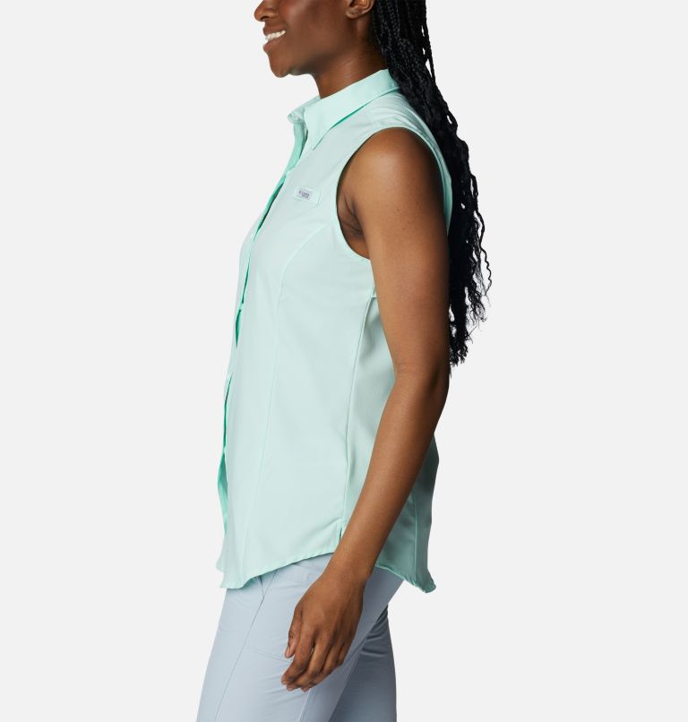 Women’s PFG Tamiami Sleeveless Shirt, Color: Gullfoss Green, image 3