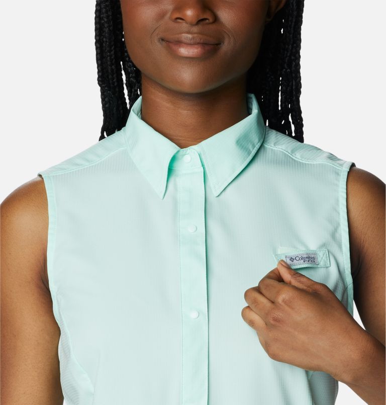 Women’s PFG Tamiami Sleeveless Shirt, Color: Gullfoss Green, image 4