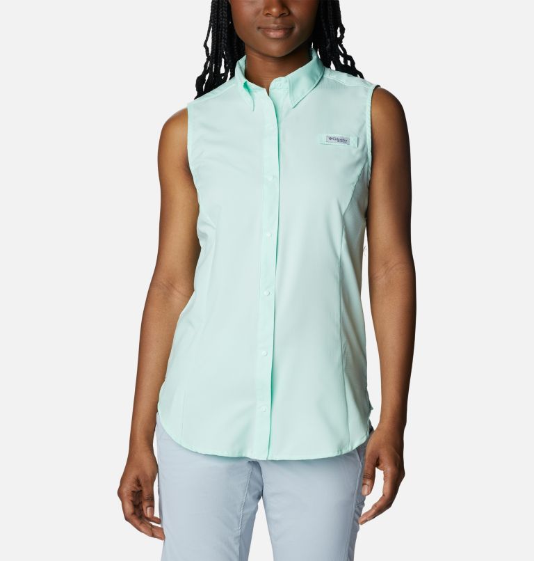 Thumbnail: Women’s PFG Tamiami Sleeveless Shirt, Color: Gullfoss Green, image 1
