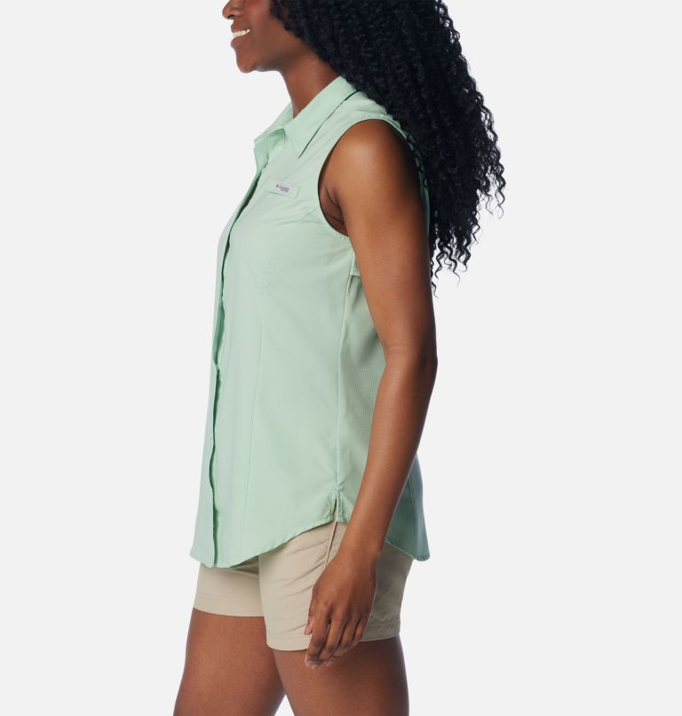 Women's Columbia Gray Detroit Lions PFG Tamiami Omni-Shade Sleeveless Button-Up Shirt Size: Medium