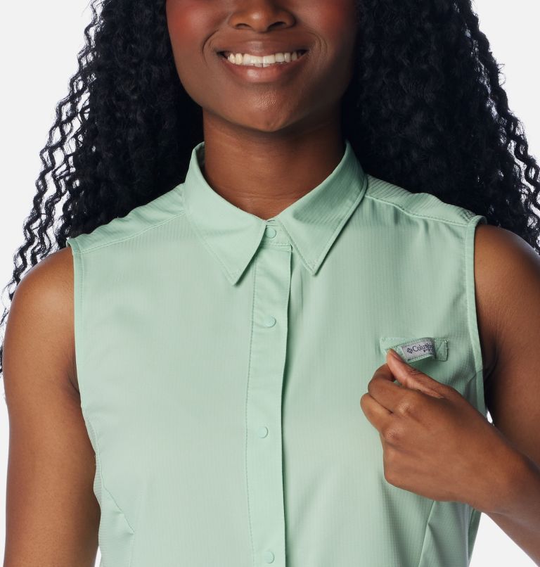 Women’s PFG Tamiami Sleeveless Shirt, Color: New Mint, image 4