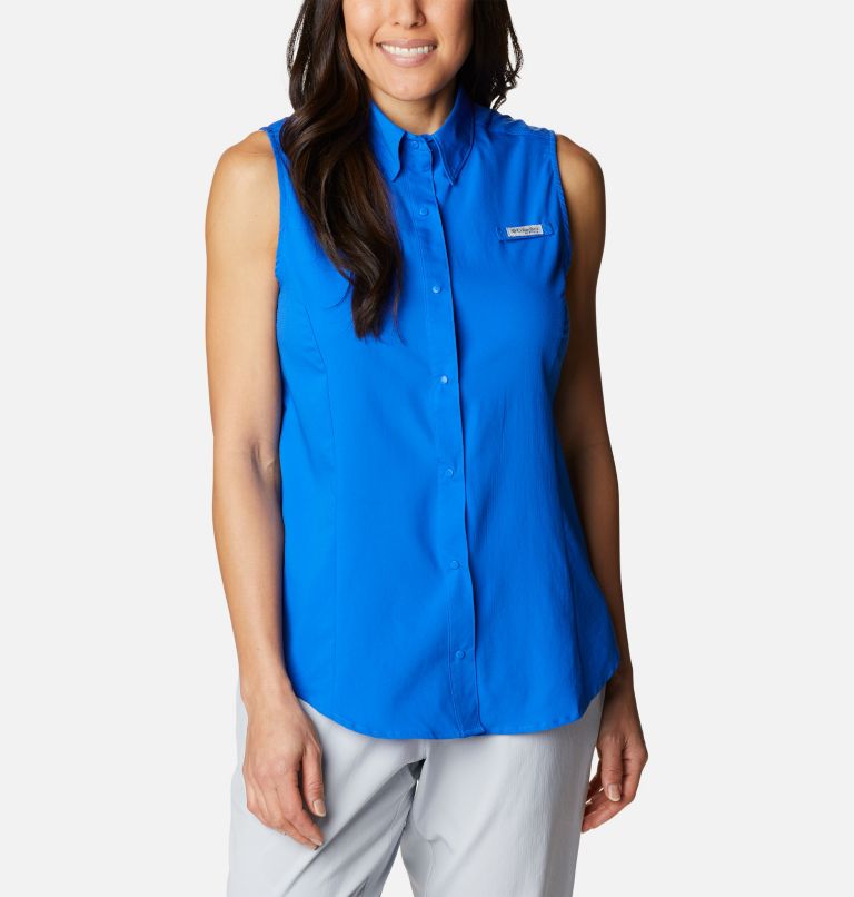 Women’s PFG Tamiami Sleeveless Shirt, Color: Blue Macaw, image 1