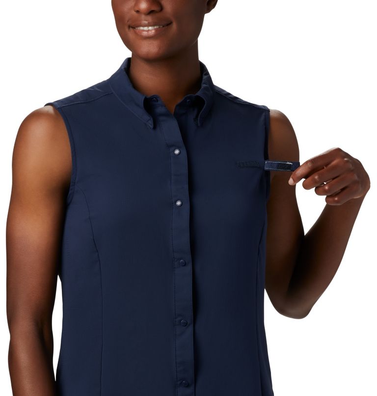 Women’s PFG Tamiami Sleeveless Shirt, Color: Collegiate Navy, image 4
